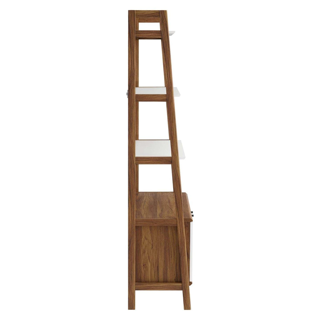 Modway Bixby Display Case, 33" Bookshelf, Walnut White