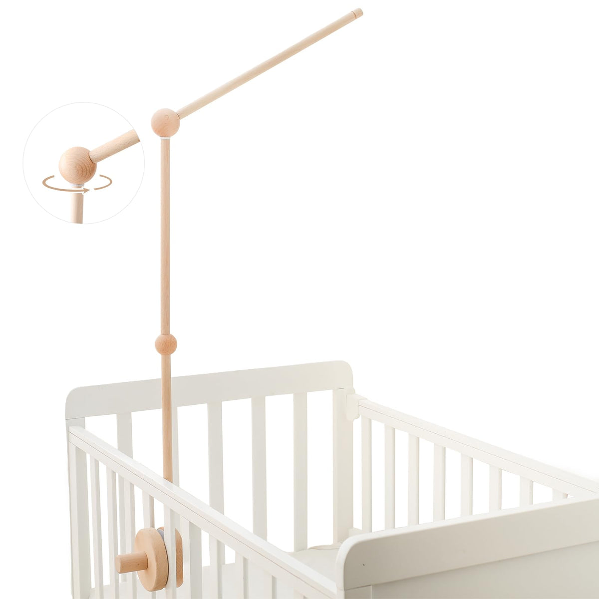 Baby Crib Mobile Arm,HBM Wooden Mobile Arm for Crib Mobile Hanger for Crib Baby Girl Nursery Decor