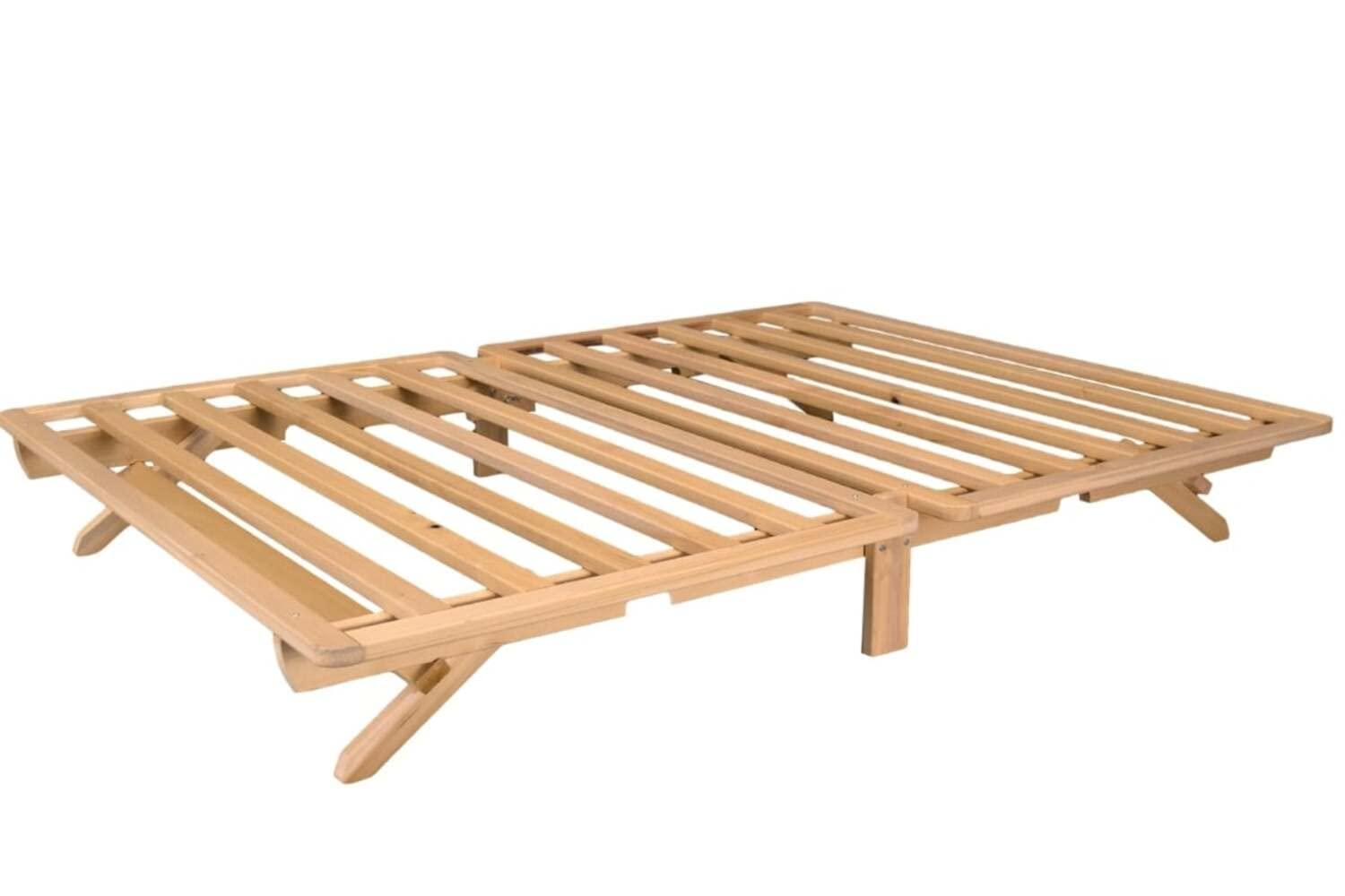 KD Frames Fold Platform Bed - Full Bed Frame - Unfinished Wood Bed Frame - Full Size Folding Bed - Natural, Minimalist Bed - Eas