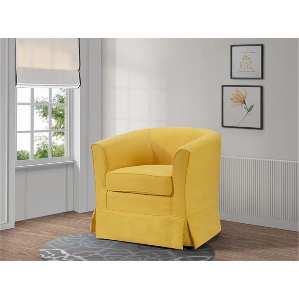 Lilola Home Tucker Yellow Woven Fabric Swivel Barrel Chair