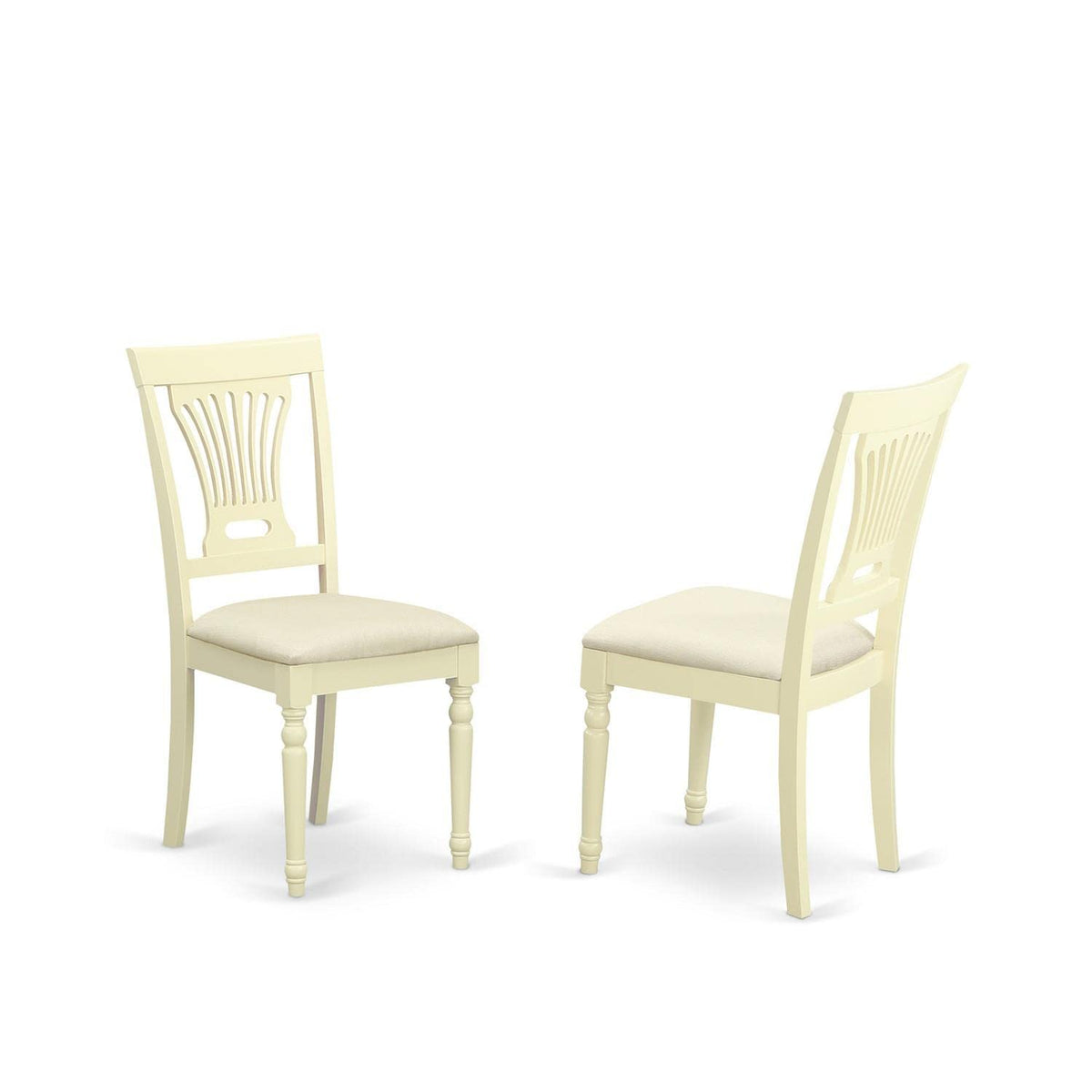East West Furniture Room Plainville Dining Linen Fabric Upholstered Solid Wood Chairs, Set of 2, Buttermilk & Cherry