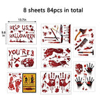 84Pcs Halloween Decorations Handprint Footprint Stickers Clings Decals Window Bathroom Floor Restroom Zombie Decorations Hallowe