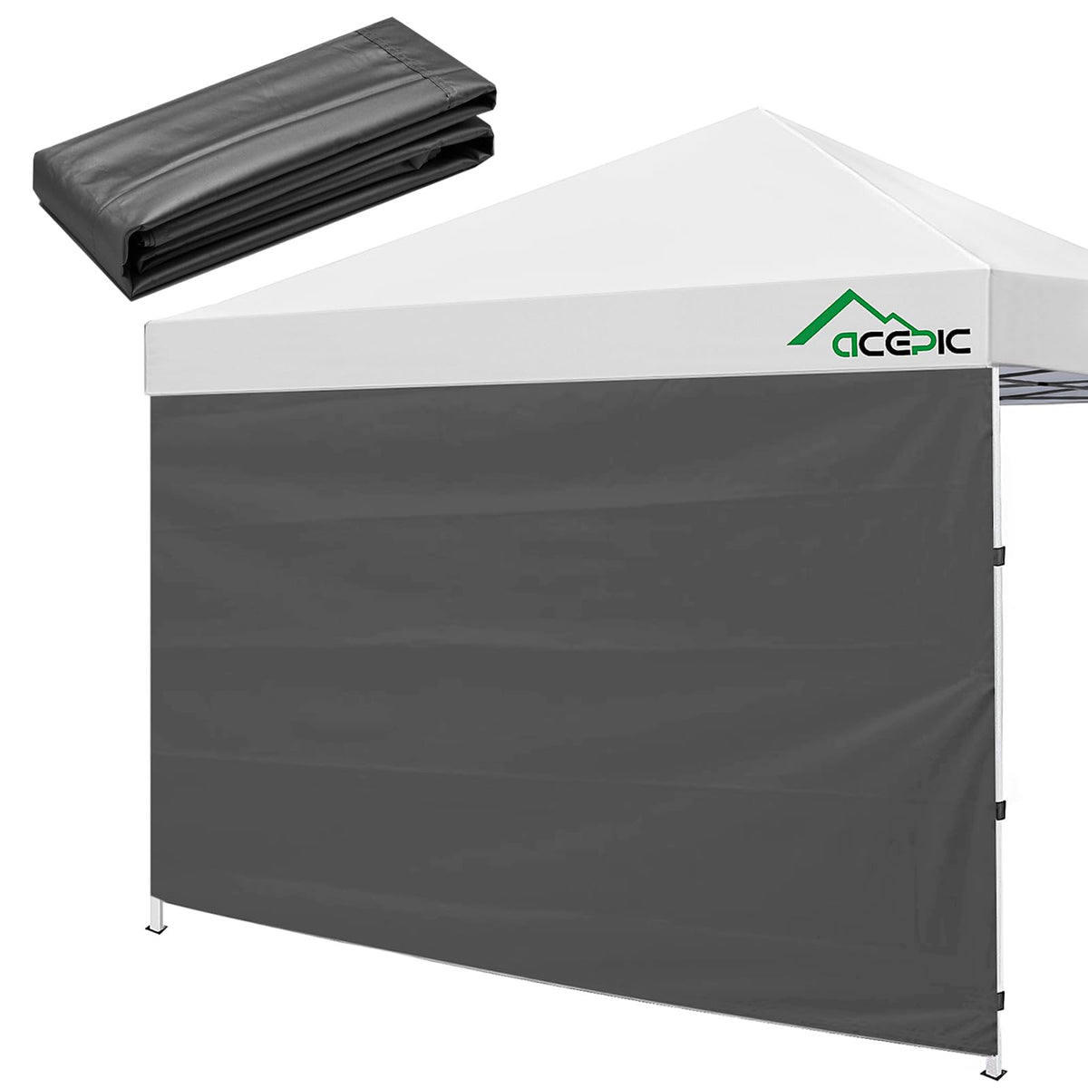 Acepic Instant Canopy Tent Sidewalls For 10X10 Ft Pop Up Canopy, 210D Polyester Waterproof, Grey(1Pcs Sidewall Only, Canopy Tent