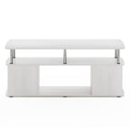 Furinno Jaya Stand For Tvs Up To 50 Inch With Open Storage, 18.9&Quot;D X 47.2&Quot;W X 20.12&Quot;H, White Oak/Stainless Steel Tube