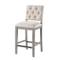 American Woodcrafters Ellesse Cream Polyster Fabric Solid Wood Counter Stool