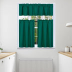 Generic 3Pc Set Faux Silk Blackout Rod Pocket Curtains 60"W x 36"L Hunter Green with Valance (K3)
