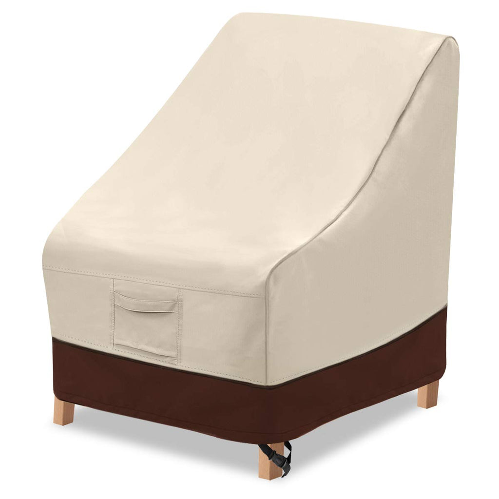 Vailge High Back Patio Chair Cover,Waterproof Outdoor Chair Covers,600D Heavy Duty Dining Cahir High-Back Chair Lawn Patio Furniture Cover - 35 L X 28W X 35' H, Beige & Brown