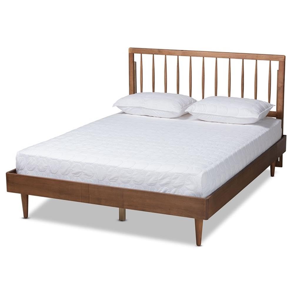 Baxton Studio Sora Mid-Century Modern Ash Walnut Finished Wood Full Size Platform Bed