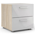 Austin 2 Drawer Nightstand, Oak Structure/White High Gloss