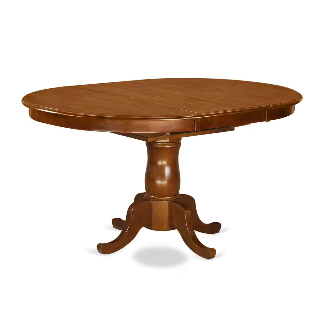 East West Furniture POAV7-SBR-LC 7 Piece Dining Set Consist of an Oval Dining Room Table with Butterfly Leaf and 6 Faux Leather Upholstered Chairs, 42x60 Inch, Saddle Brown