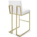 Modway Privy Stainless Steel Upholstered Fabric Bar Stool, Gold White