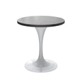 27 Round Dining Table, White Base with Sintered Stone Black Top