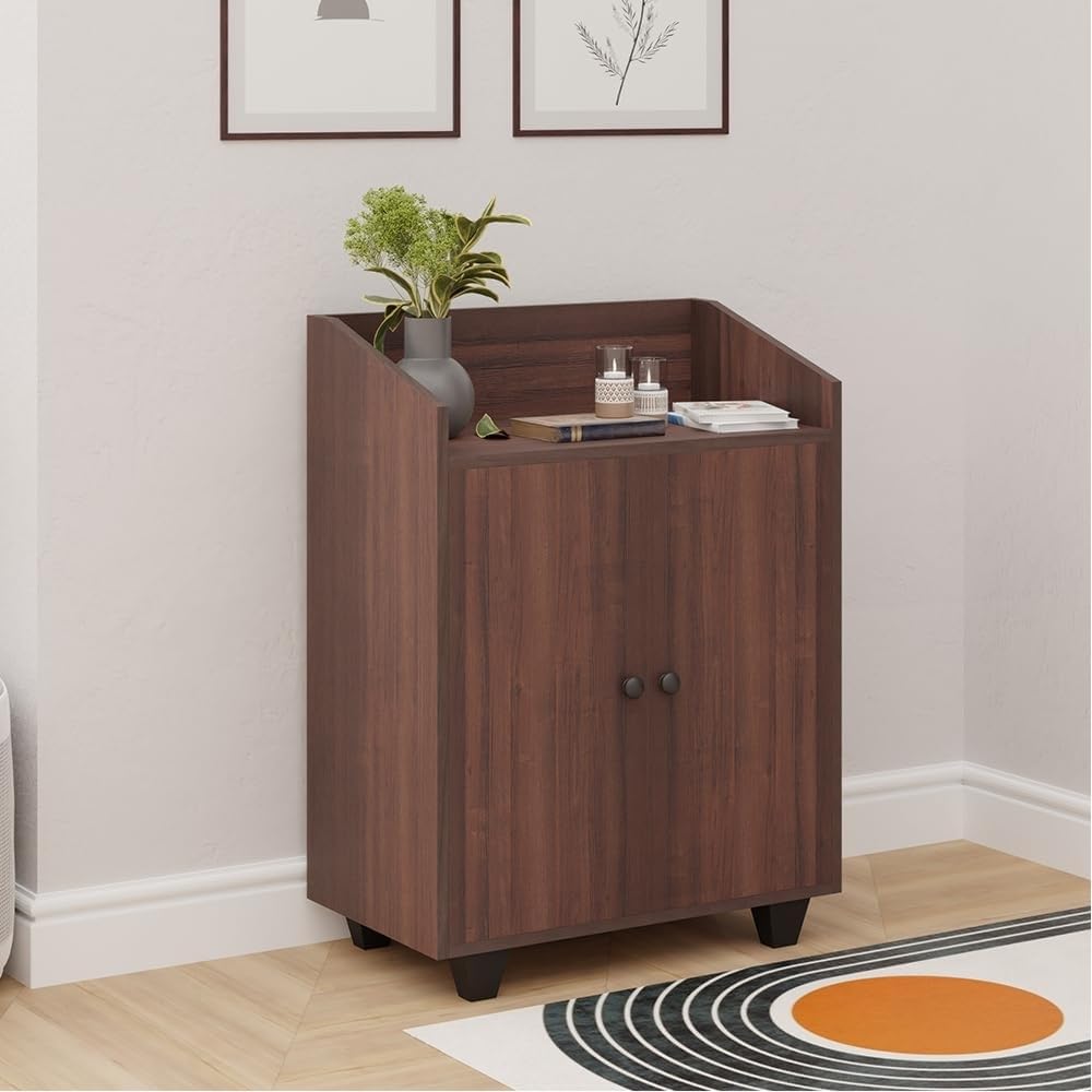 Royaloak Rowan Shoe Rack 2 Door Storage | Wooden With Air Vent, Melamine Finish | Wooden With 8Mm Back Sheet For Better Support 