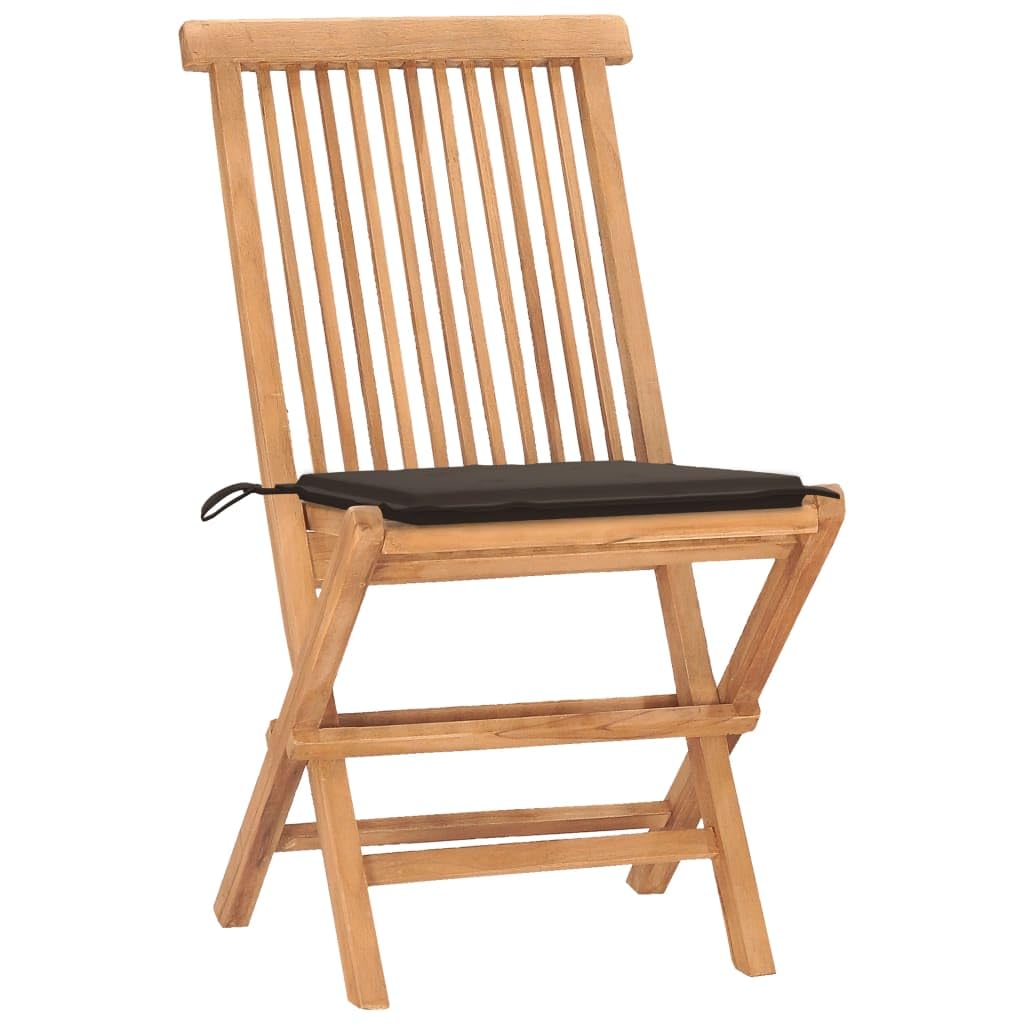 vidaXL 3 Piece Folding Patio Dining Set - Teak Wood Outdoor Furniture with Cushions - Compact, Durable, No Assembly Needed