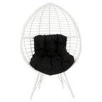 Acme Galzed Wicker Teardrop Patio Lounge Chair in Black and White