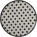 HomeRoots 100% Polypropylene 5’ Round Black White Gray Indoor Outdoor Area Rug