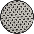 HomeRoots 100% Polypropylene 5’ Round Black White Gray Indoor Outdoor Area Rug