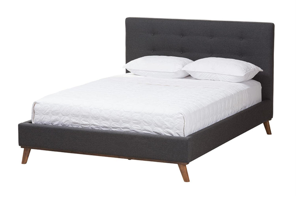 Baxton Studio Valencia Dark Grey Fabric Upholstered Queen Size Bedroom Set