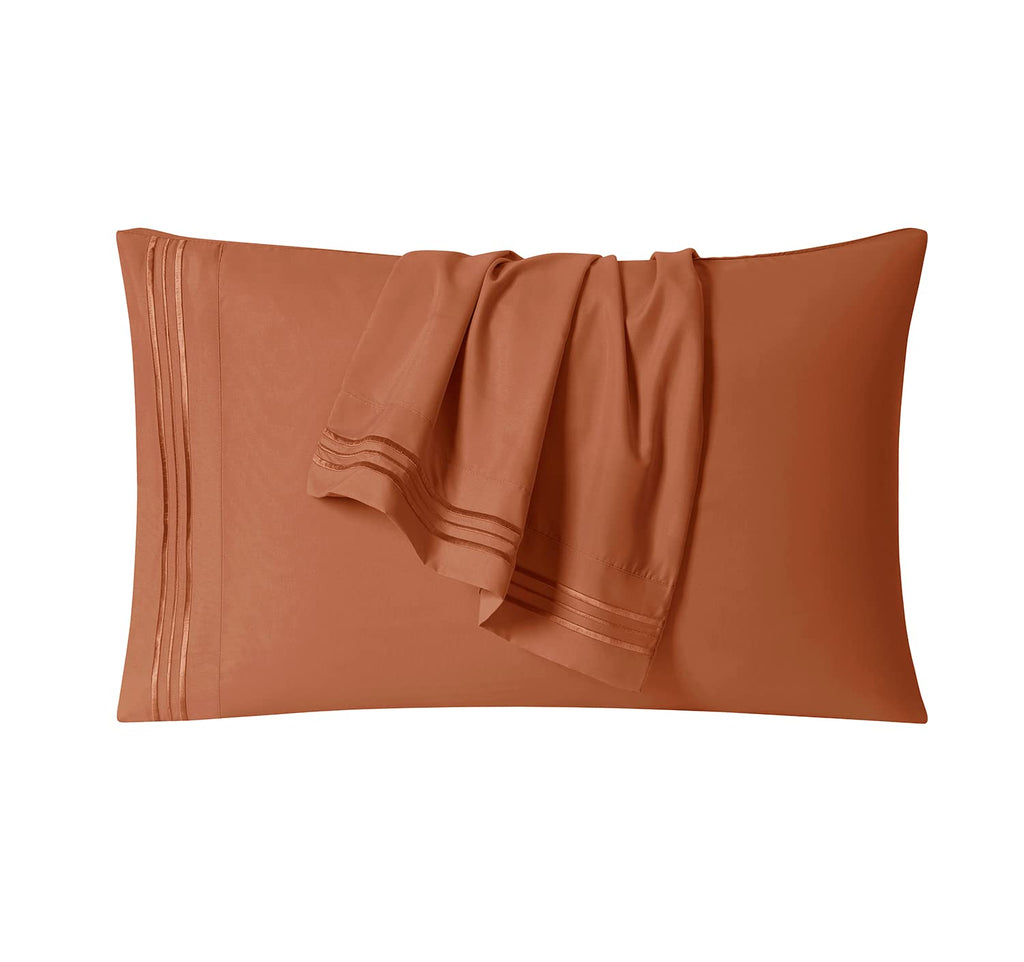 Clara Clark Bed Sheets, Premier 1800 Series 4 Piece Bed Sheet Set, Deep Pocket, Wrinkle, Fade, Stain Resistant, Luxury Soft Bedding Sheets & Pillowcases, Full, Burnt Sienna