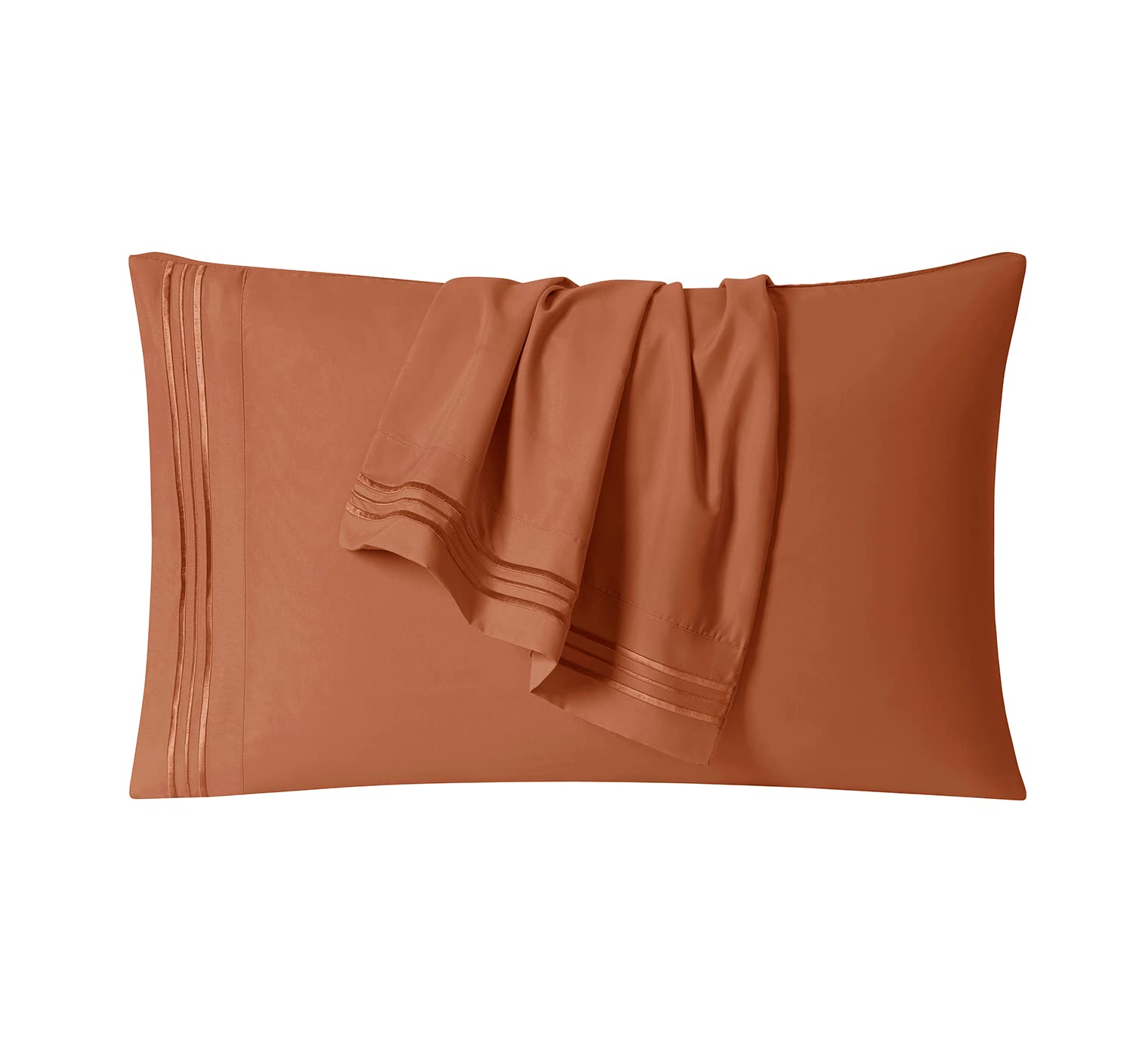 Clara Clark Bed Sheets, Premier 1800 Series 4 Piece Bed Sheet Set, Deep Pocket, Wrinkle, Fade, Stain Resistant, Luxury Soft Bedding Sheets & Pillowcases, Full, Burnt Sienna