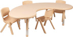 35W x 65L Half-Moon Natural Plastic Height Adjustable Activity Table
