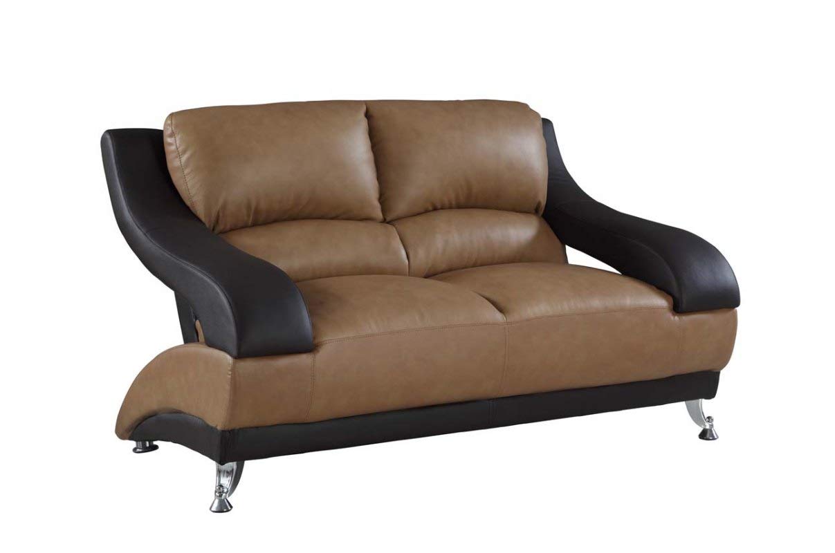 HomeRoots 38 Dazzling Two-Tone Leather Loveseat