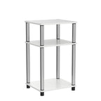 Furinno Simplistic End Side Night Stand/Bedside Table with Stainless Steel Tubes, 2-Pack, 2-Tier Poles, White Oak/Chrome