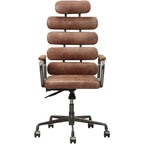 Acme Calan Leather High Back Adjustable Swivel Office Chair in Whiskey Brown