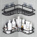 Bathroom Organiser Without Drill Set Of 2 | Metal Corner Shelf Rack | Self Adhesive Wall Mounted Storage Organizer For Bathroom 