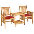 vidaXL Patio Bistro Set, Table and Chair for Balcony, Bistro Chair with Tea Table and Cushions, Outdoor Furniture, Farmhouse Style, Solid Acacia Wood