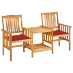 vidaXL Patio Bistro Set, Table and Chair for Balcony, Bistro Chair with Tea Table and Cushions, Outdoor Furniture, Farmhouse Style, Solid Acacia Wood