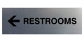 Signs Bylita Basic Restrooms Left Arrow Directional Wall Or Door Sign (Brushed Silver) - Small (1 Pack)