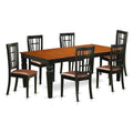 East West Furniture LGNI7-BCH-LC 7 Piece Dining Room Furniture Set Consist of a Rectangle Kitchen Table with Butterfly Leaf and 6 Faux Leather Upholstered Chairs, 42x84 Inch, Black & Cherry