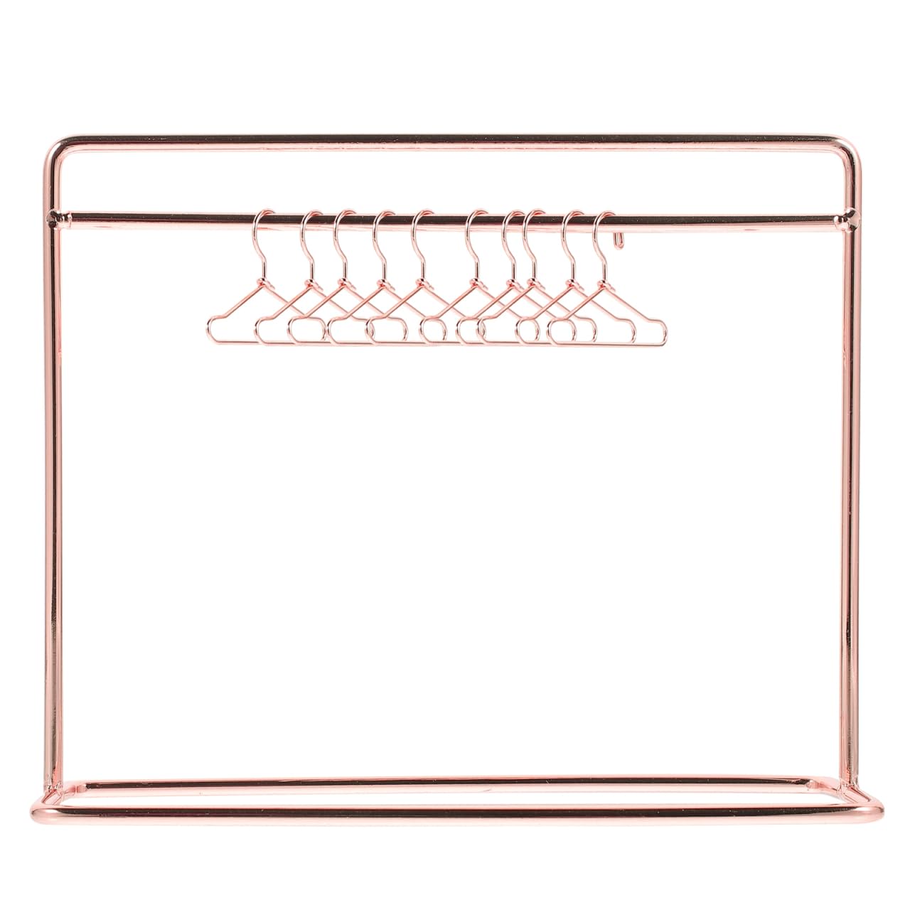 Gatuida Miniature Clothes Rack for Dollhouse, Iron Doll Hanger Rack with 10 Mini Hangers, 5.90 x 4.72 x 2.16 Inches, Dollhouse F