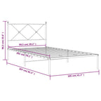 vidaXL Metal Bed Frame with Headboard - Black Powder-Coated Steel, 39.4"x78.7" Mattress Support, Bedroom Furniture for Modern Decor