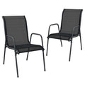 vidaXL Patio Garden Chairs, Set of 2 - Durable Powder-Coated Steel and Textilene Fabric, Black and Anthracite - Lightweight and 