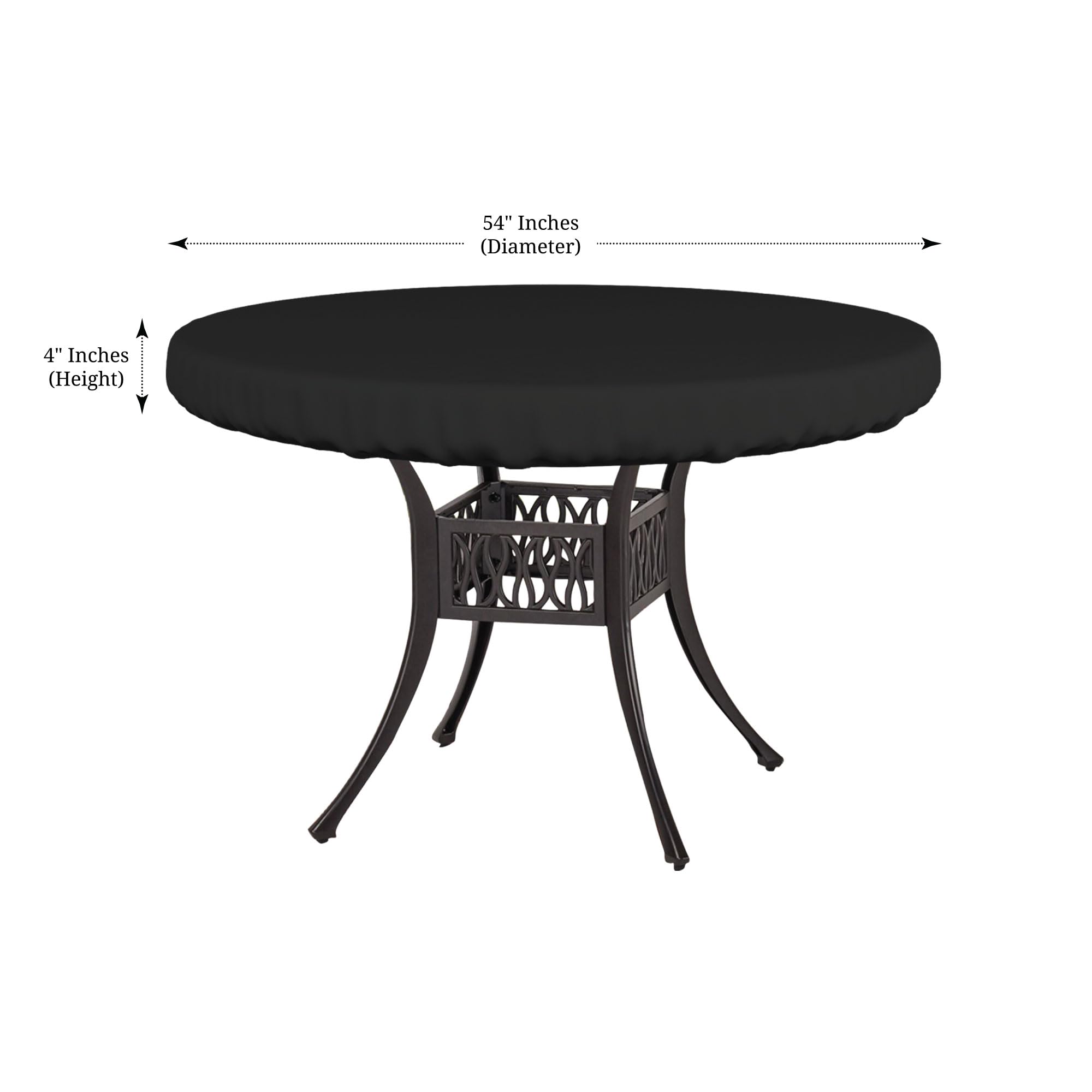 Covers & All Round Table Top Cover, 12 Oz Waterproof Uv & Weather Resistant Patio Table Cover, Outdoor Table Cover For Patio Outdoor Furniture & Coffee Table (54' Dia X 4' H Inches, Black)