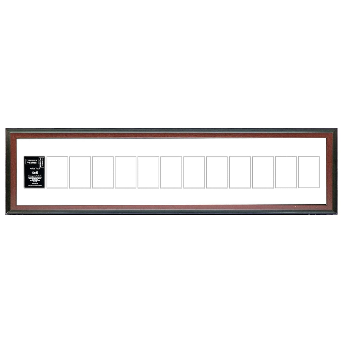 Creative Letter Art 4    x 6    Multiple Opening Picture Frame Collage with 13 holes, Congress Mahogany Frame with 10 x 54-inch 