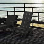 Polywood Ad420Bl Modern Adirondack Chair, Black
