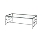 Best Master Furniture E-Design Stainless Steel Glass Top Coffee Table, Silver