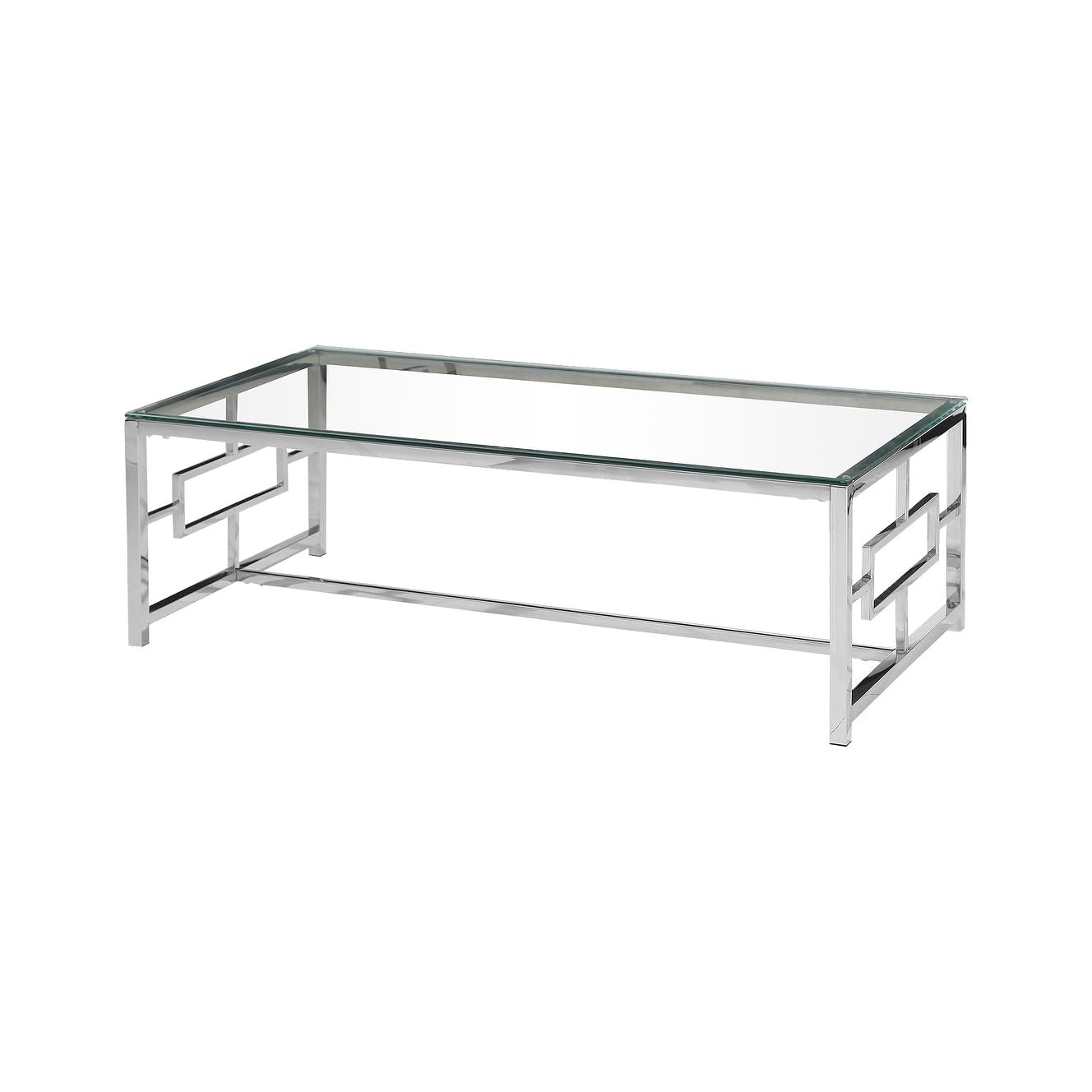 Best Master Furniture E-Design Stainless Steel Glass Top Coffee Table, Silver