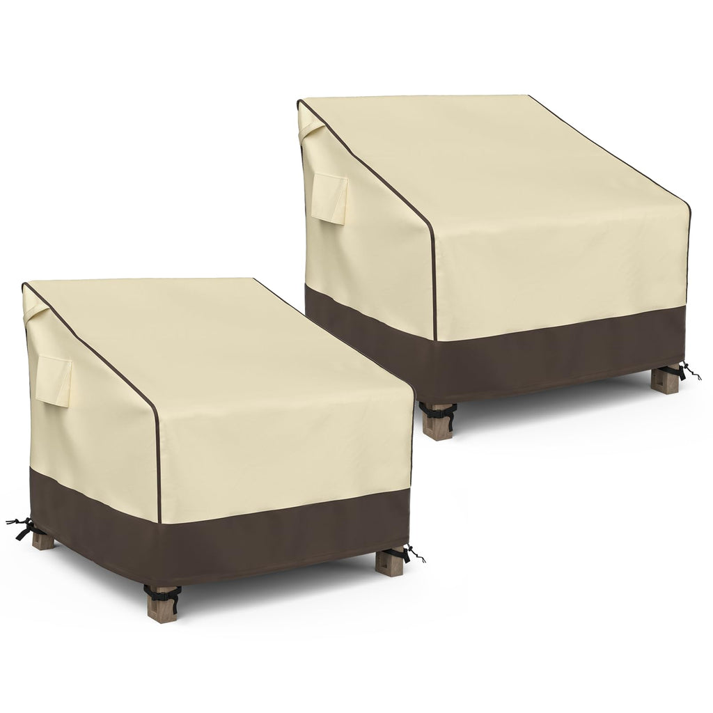 Mr. Cover Patio Chair Covers Waterproof, Outdoor Furniture Covers For Rocking & Adirondack Chairs, Fits Up To 38'W X 40'D X 34'H, Moisture-Proof & Uv-Protection, Brown & Khaki, 2 Pack