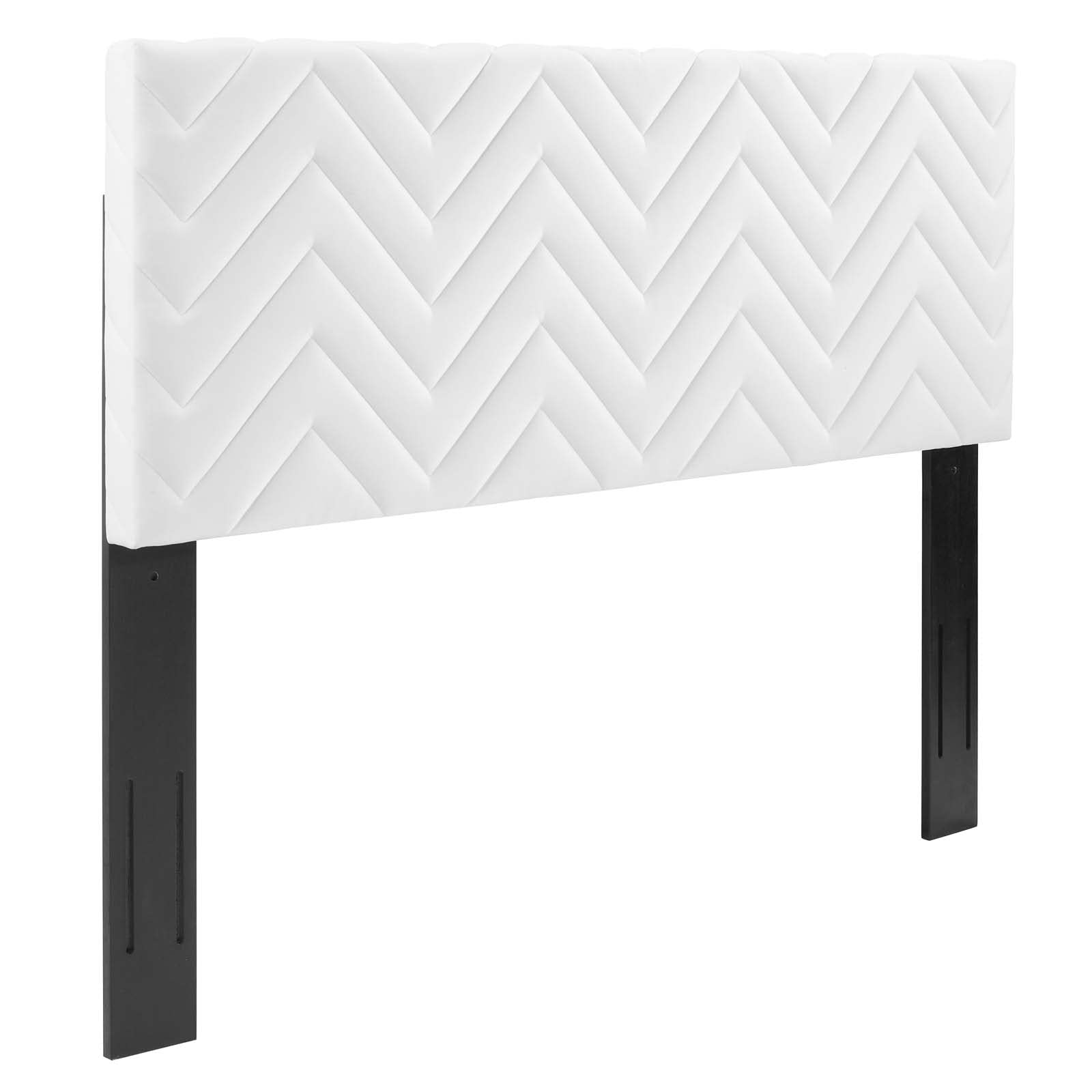 Modway Mod-6658-Whi Mercy Chevron Tufted Performance Velvet Twin Headboard, White