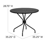 Flash Furniture Oia Commercial Grade 35.25" Round Black Indoor-Outdoor Steel Patio Table With Umbrella Hole