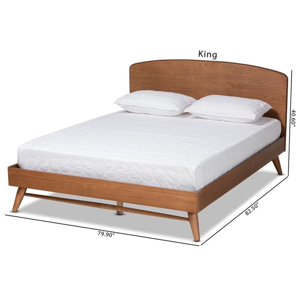 Baxton Studio Keagan Mid-Century Modern Transitional Walnut Brown Finished Wood Full Size Platform Bed
