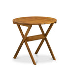 East West Furniture Marion 3 Piece Outdoor Conversation Bistro Set Contains a Round Acacia Wood Coffee Table and 2 Folding Side Chairs, 30x30 Inch, Natural Oil