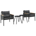 vidaXL 4 Piece Black Steel Balcony Furniture Set with Cushions and Round Coffee Tables for Outdoor, Patio, Garden, Terrace Use