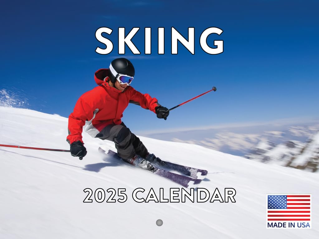 Skiing Calendar 2025 Monthly Wall Calender 12 Month | American Made In The Usa