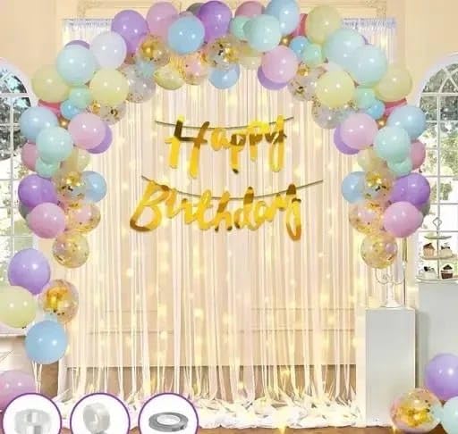 UNIVOCEAN Birthday Decorations | Birthday Decorations Kit | Canopy Tent For Decorations  Banner, Pastel Balloons, Rice Light, G