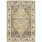 HomeRoots 508865 10 x 13 ft. Beige Gray Tan & Charcoal Oriental Power Loom Stain Resistant Rectangle Area Rug, Rectangular